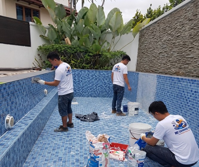 Swimming Pool Tile Repair and Reinstall Malaysia